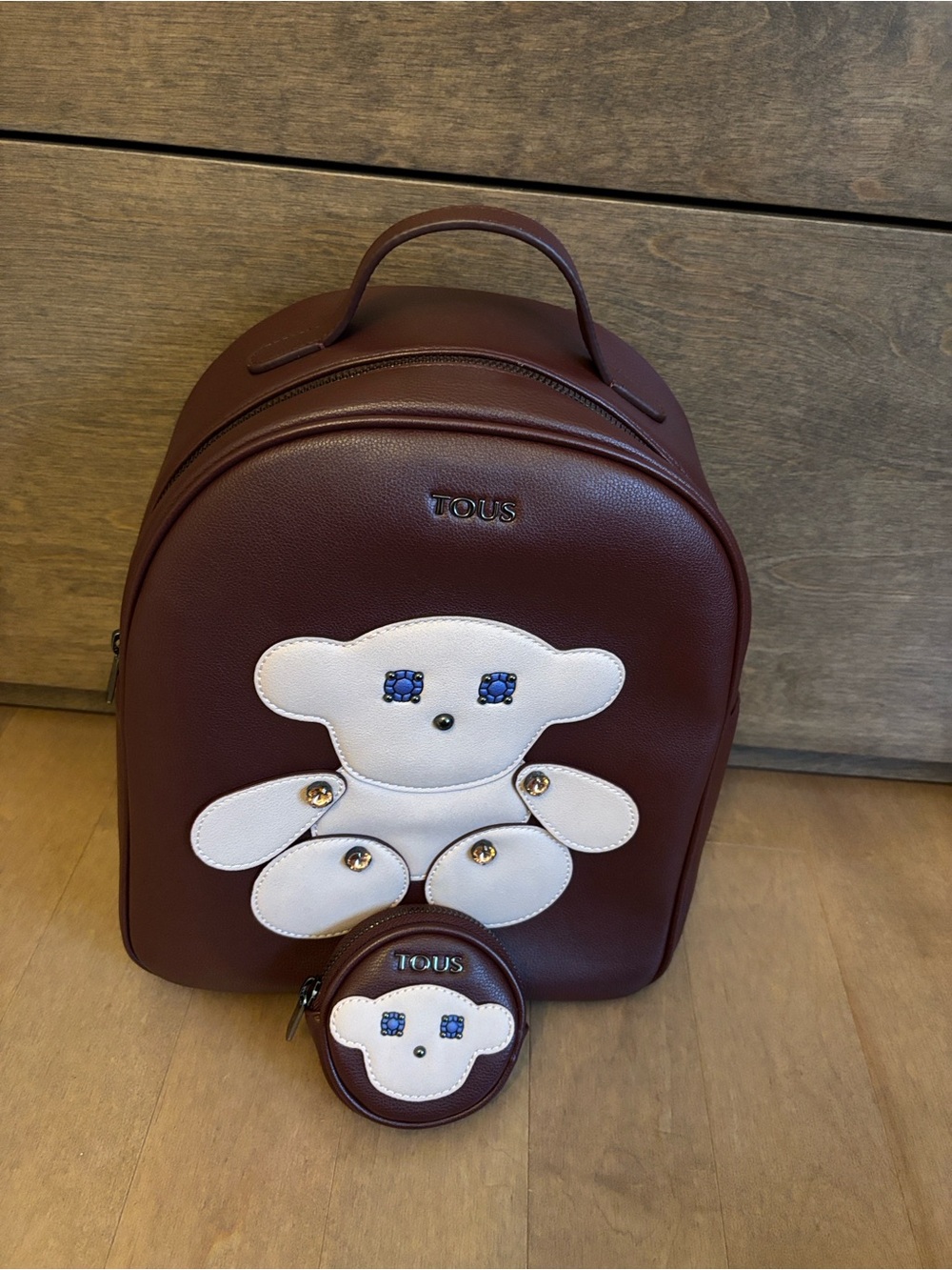TOUS Brown & White Bear Backpack with Coin Pouch